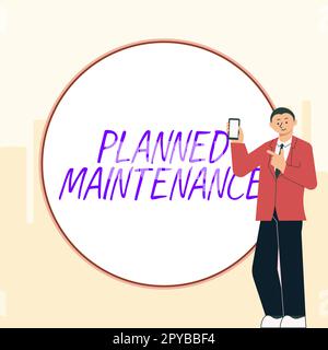 Handwriting text Planned Maintenance. Word Written on Check ups to be done Scheduled on a Regular Basis Stock Photo