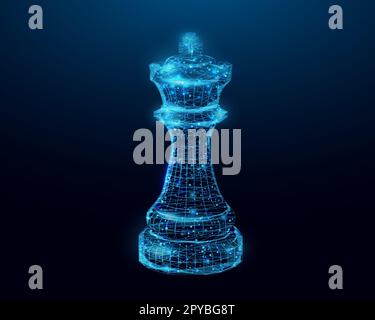 Chess King low poly chess figure. Success business startup, play game, concept. Polygonal wireframe vector illustration. Stock Vector