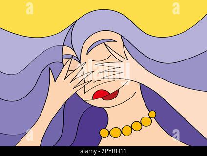 Colorful girl with hands over face Stock Vector