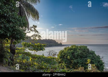 Sandy beach of the small town of Drake Bay, Puntarenas, Costa Rica Stock Photo