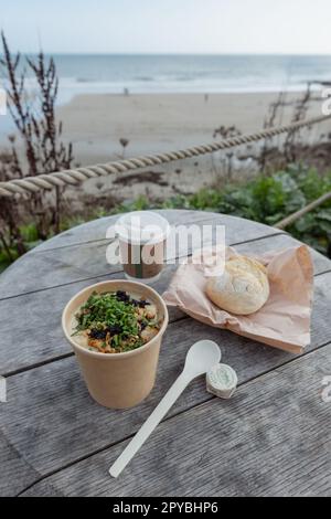 Seafood Chowder at the Hidden Hut on the 30th October 2022 at Porthcurnick Beach, Cornwall, England. Credit: SMP News Stock Photo