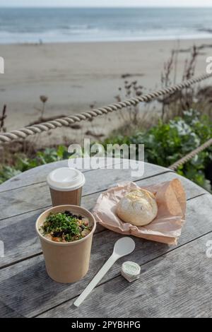 Seafood Chowder at the Hidden Hut on the 30th October 2022 at Porthcurnick Beach, Cornwall, England. Credit: SMP News Stock Photo