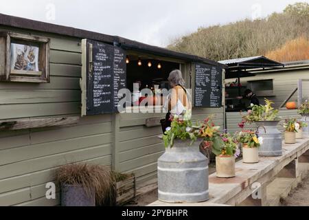 The Hidden Hut on the 30th October 2022 at Porthcurnick Beach, Cornwall, England. Credit: SMP News Stock Photo