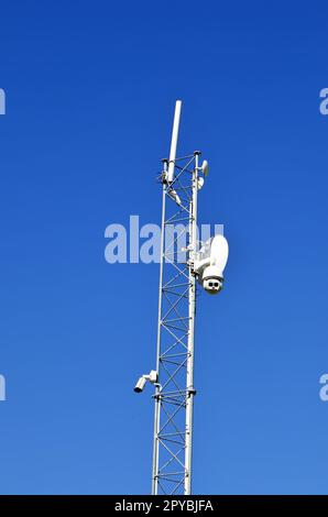 solar-powered surveillance camera in a suburb Stock Photo