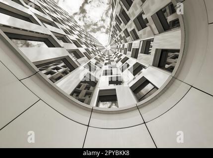 View upwards at a modern office building in downtown Berlin Stock Photo