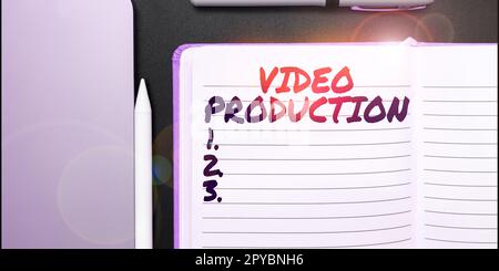 Writing displaying text Video Production. Conceptual photo process of converting an idea into a video Filmaking Stock Photo