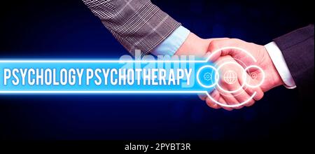 Handwriting text Psychology Psychotherapy. Internet Concept use of a psychological method to treat mental illness Stock Photo