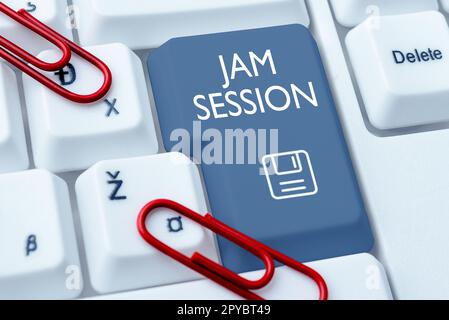Writing displaying text Jam Session. Business overview impromptu performance by a group of musicians Stock Photo