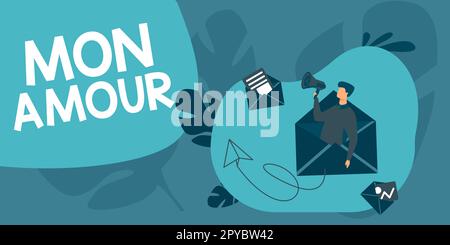 Conceptual caption Mon Amour. Business overview French name of lover Happy  Valentines Day Stock Photo - Alamy