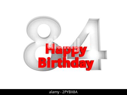 red lettering Happy Birthday with a big relief number behind Stock Photo