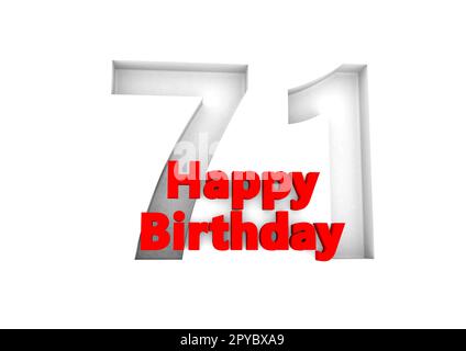 red lettering Happy Birthday with a big relief number behind Stock Photo