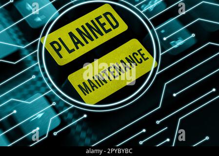 Writing displaying text Planned Maintenance. Business concept Check ups to be done Scheduled on a Regular Basis Stock Photo