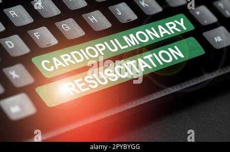 Text sign showing Cardiopulmonary Resuscitation. Business approach repeated cycles compression chest respiration Stock Photo