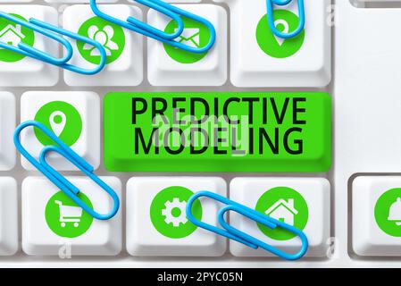 Handwriting text Predictive Modeling. Word Written on maintenance strategy driven by predictive analytics Stock Photo