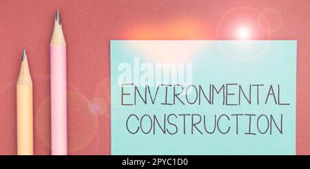 Writing displaying text Environmental Construction. Word Written on knowledgeable about sustainable building practice Stock Photo