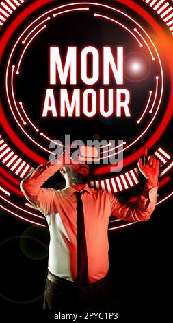 Conceptual caption Mon Amour. Business overview French name of lover Happy  Valentines Day Stock Photo - Alamy