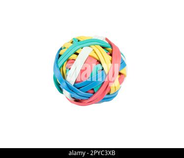 Isolated rubber band ball of colored elastic Stock Photo