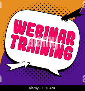 Hand writing sign Webinar Training. Word for a training or seminar that takes place on the Internet Stock Photo