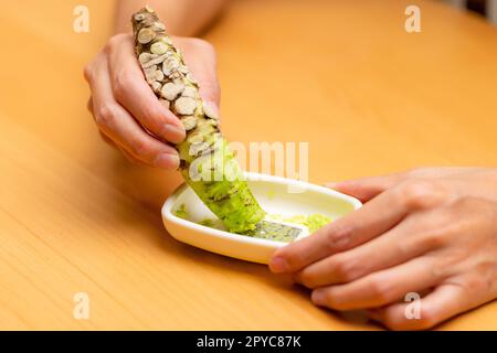 Japanese wasabi with grater for wasabi sauce Stock Photo