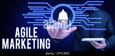 Conceptual caption Agile Marketing. Word for focusing team efforts that deliver value to the end-customer Stock Photo