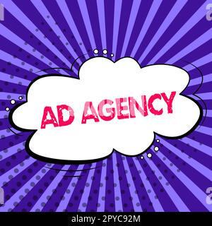 Inspiration showing sign Ad Agency. Word Written on business dedicated to creating planning and handling advertising Stock Photo