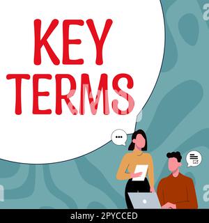 Conceptual display Key Terms. Business approach Words that can help a person in searching information they need Stock Photo