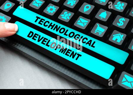 Text showing inspiration Technological Development. Conceptual photo Invention or Innovation put into usable product Stock Photo