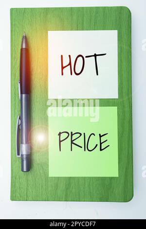 Conceptual caption Hot Price. Word Written on Buyer or seller can obtain something for a product sold or buy Stock Photo