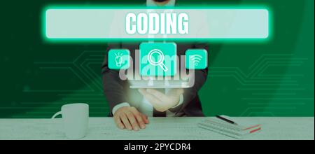 Inspiration showing sign Coding. Business concept assigning code to something for classification identification Stock Photo