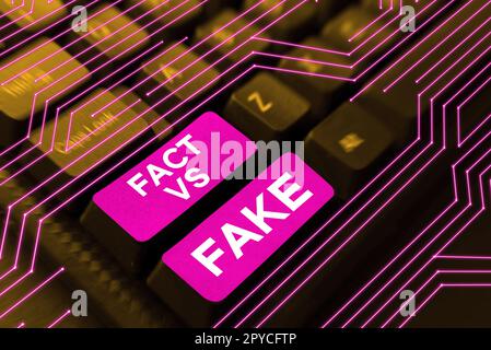 Text sign showing Fact Vs Fake. Business showcase Is it true or is false doubt if something is real authentic Stock Photo