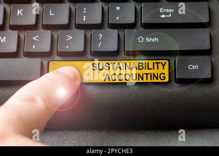 Text caption presenting Sustainability Accounting. Internet Concept The ability to be maintained at a certain rate and level Stock Photo