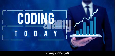 Writing displaying text Coding. Business idea assigning code to something for classification identification Stock Photo