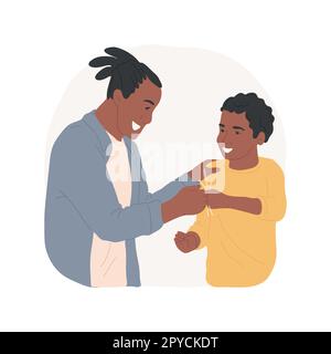 Encouraging isolated cartoon vector illustration. Father giving high five, dad patting son on shoulder, teenager lifestyle, giving inspiration to teen, confident people vector cartoon. Stock Vector