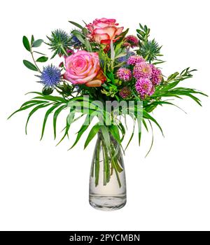 Isolated flower arrangement in a glass vase Stock Photo