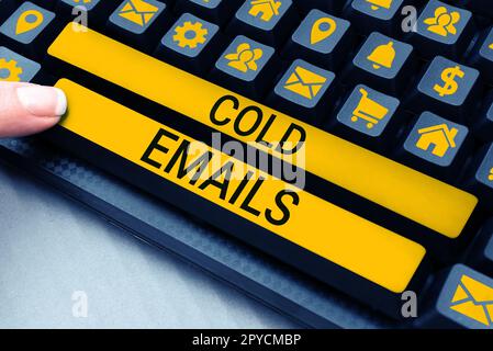 Conceptual Display Cold Emails Word Written On Unsolicited Email Sent Conceptual Display Cold Emails Word Written On Unsolicited Email Sent