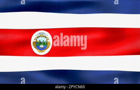 Costa Rica flag - realistic waving fabric flag Stock Photo