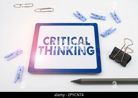 Text sign showing Critical Thinking. Business idea sequence of stages of a project requiring the longest time Stock Photo