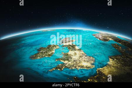 Planet Earth - England and Ireland. 3D Rendering. Elements of this image furnished by NASA Stock Photo