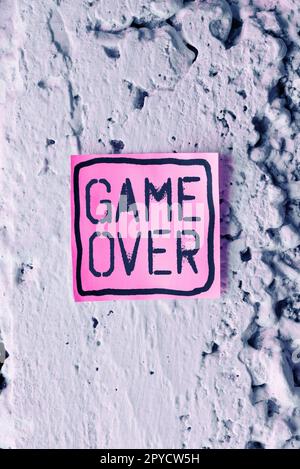 Text sign showing Game Over. Word for A situation in a particular sport that reach his finals or ending Stock Photo