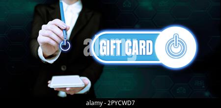 Text showing inspiration Gift Card. Word Written on A present usually made of paper that contains your message Stock Photo