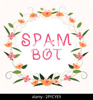 Conceptual display Spam Bot. Word for autonomous program on the Internet that sends spam to users Stock Photo