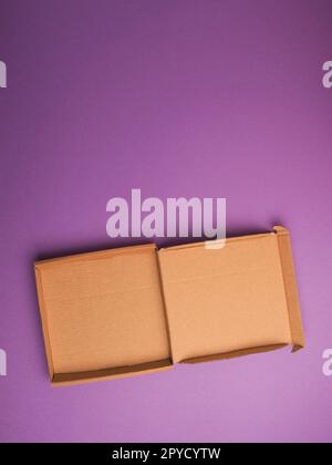 Eco friendly pizza box on a purple studio background Stock Photo