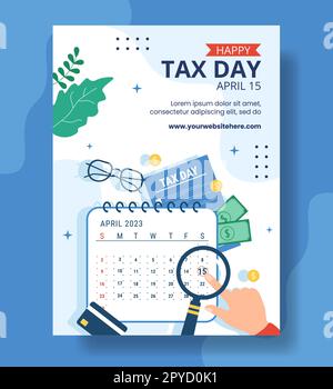 Tax Day Vertical Poster Cartoon Hand Drawn Templates Background Illustration Stock Photo