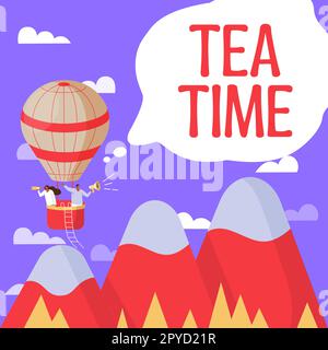 Text caption presenting Tea Time. Word Written on the time in the afternoon when some people eat a small meal Stock Photo