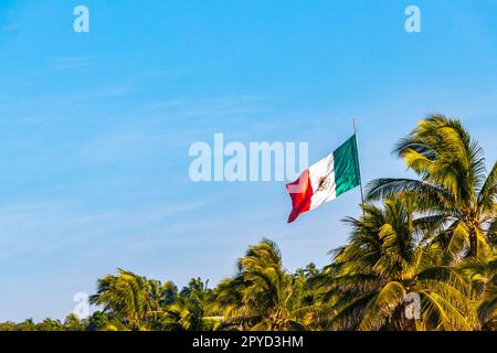 Mexican green white red flag in Zicatela Puerto Escondido Mexico. Stock Photo