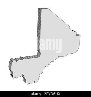 Mali outline silhouette 3D map over a white background Stock Photo