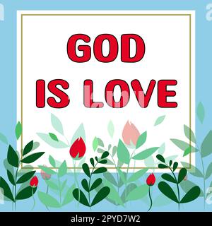 Hand writing sign God Is Love. Word for Believing in Jesus having faith religious thoughts Christianity Stock Photo