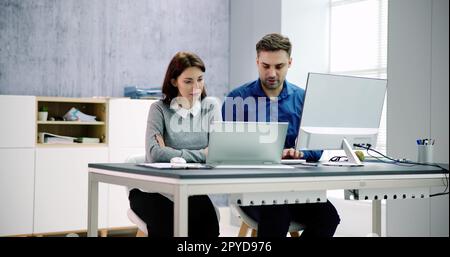 Business People Training On Computer. Stock Photo