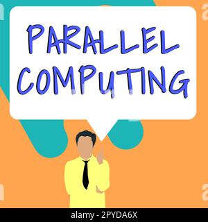 Hand writing sign Parallel Computing. Business approach simultaneous calculation by means of software and hardware Stock Photo