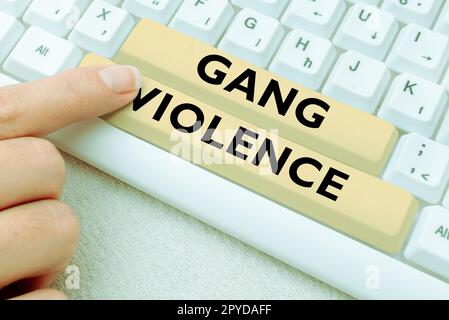 Inspiration showing sign Gang Violence. Business showcase infringement of the laws caused by group of criminals and gangsters Stock Photo